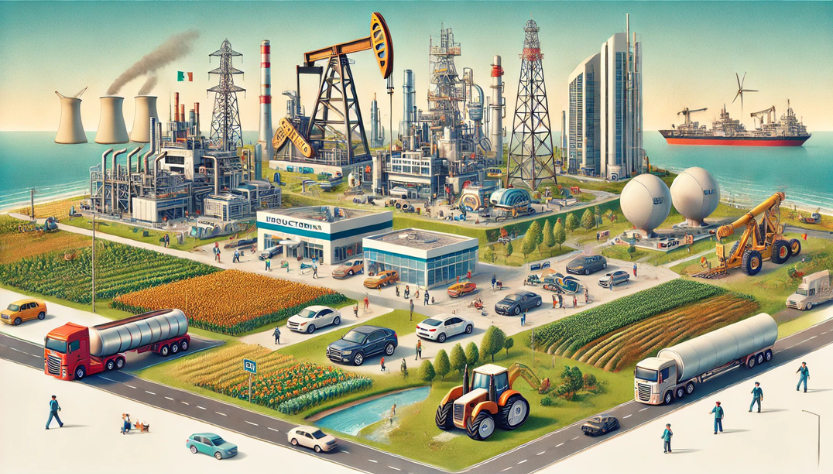 Ilustración representativa de industrias que aportan al PIB de México