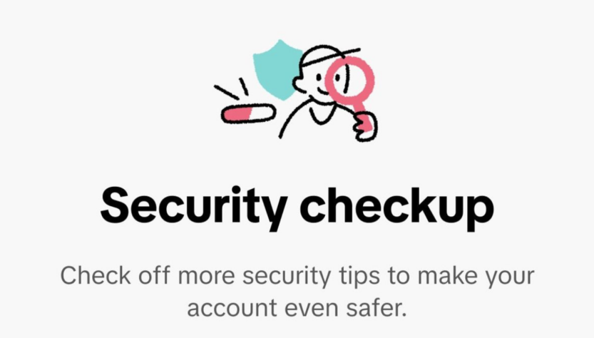 Pantalla de Security checkup en TikTok