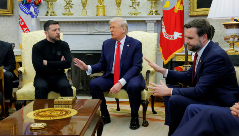 Reunion diplomatica entre Zelenski, Donald Trump y JD Vance en la Casa Blanca. FOTO: Brian Snyder (REUTERS)